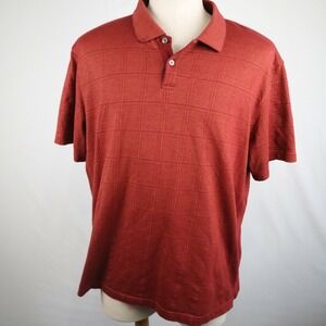 Van Heusen Polo Shirt Mens 2XL XXL Golf Casual Knit Red‎ Plaid Short Sleeve